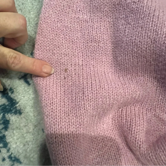 Vintage 80s light pink wool pearl buttons fair isle Eddie Bauer sweater Medium - Picture 5 of 10